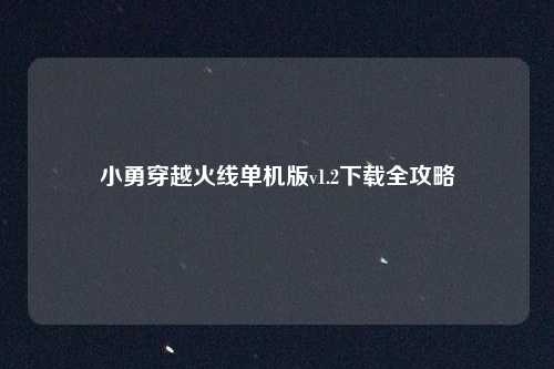 小勇穿越火线单机版v1.2下载全攻略