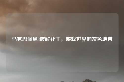 马克思佩恩3破解补丁，游戏世界的灰色地带