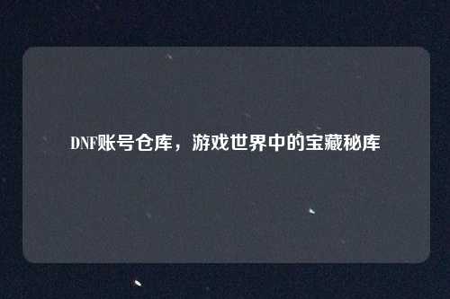 DNF账号仓库,游戏世界中的宝藏秘库