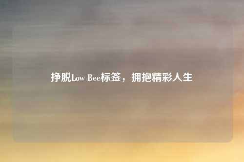 挣脱Low Bee标签,拥抱精彩人生