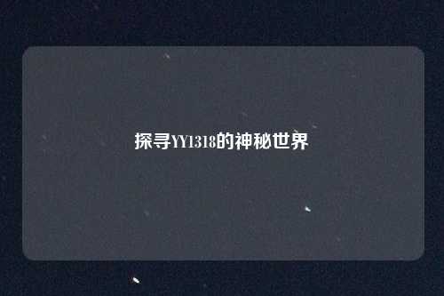 探寻YY1318的神秘世界