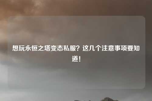 想玩永恒之塔变态私服？这几个注意事项要知道！