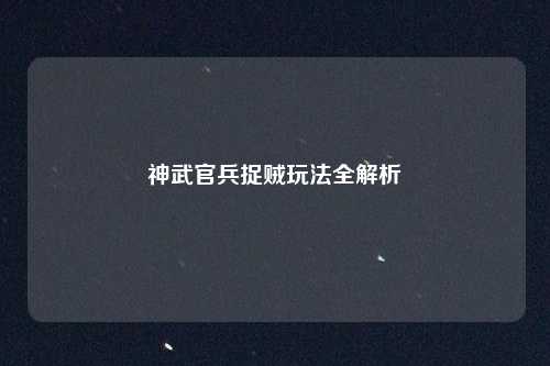 神武官兵捉贼玩法全解析