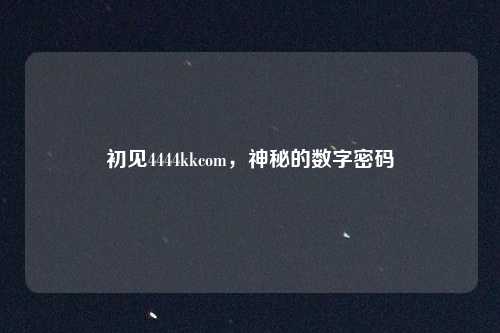 初见4444kkcom，神秘的数字密码