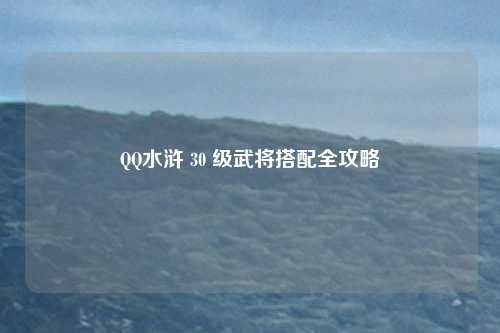 QQ水浒 30 级武将搭配全攻略