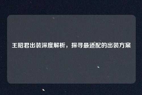 王昭君出装深度解析，探寻最适配的出装方案