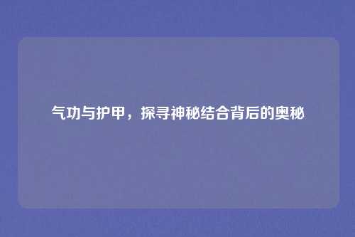 气功与护甲，探寻神秘结合背后的奥秘