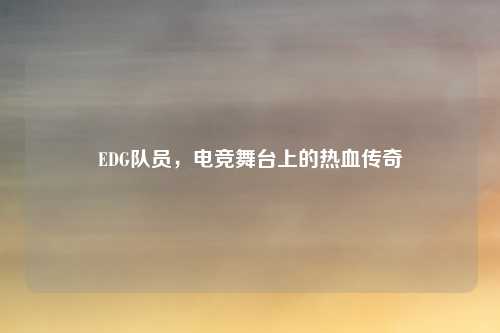 EDG队员，电竞舞台上的热血传奇