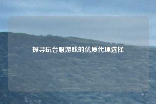 探寻玩台服游戏的优质代理选择