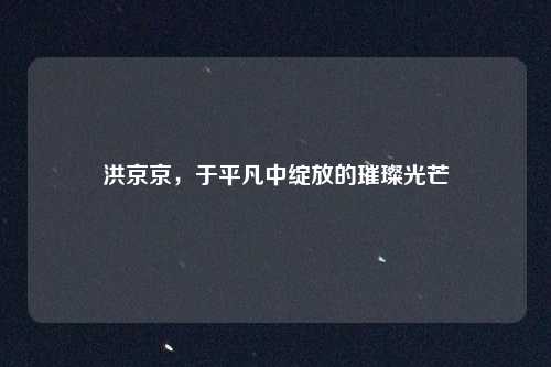 洪京京，于平凡中绽放的璀璨光芒