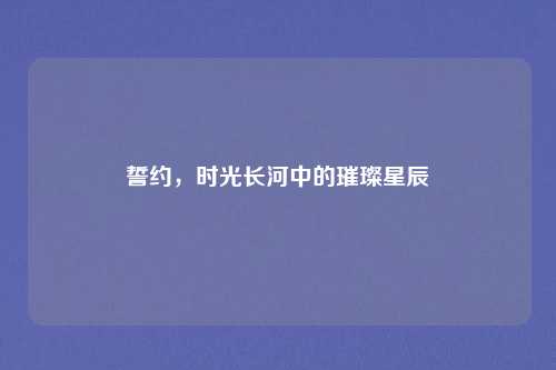 誓约,时光长河中的璀璨星辰
