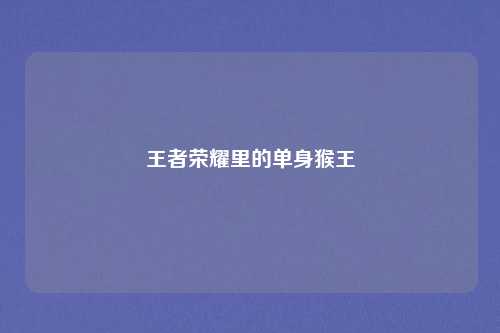 王者荣耀里的单身猴王