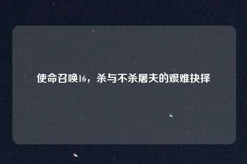 使命召唤16,杀与不杀屠夫的艰难抉择