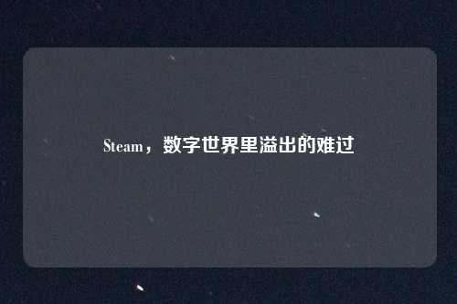 Steam,数字世界里溢出的难过
