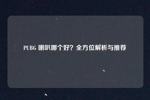 PUBG 喇叭哪个好?全方位解析与推荐