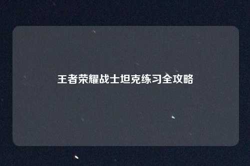 王者荣耀战士坦克练习全攻略