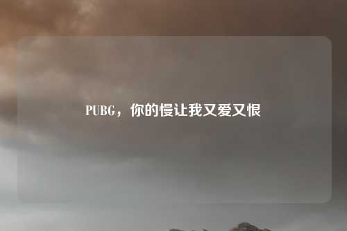 PUBG，你的慢让我又爱又恨