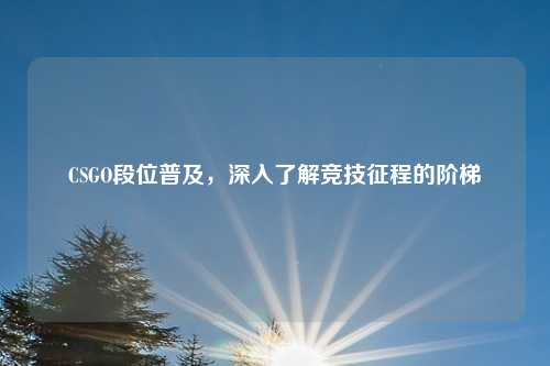 CSGO段位普及，深入了解竞技征程的阶梯
