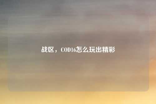 战区，COD16怎么玩出精彩