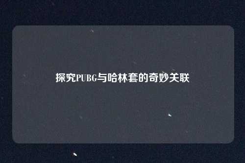 探究PUBG与哈林套的奇妙关联