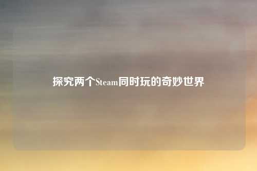 探究两个Steam同时玩的奇妙世界
