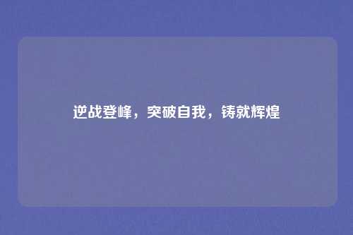 逆战登峰，突破自我，铸就辉煌